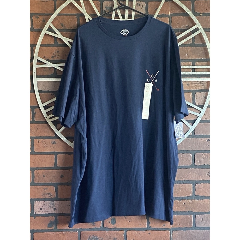 Men's St. John's Bay Golf Flag Patriotic T-Shirt Navy Blue Size 4XL